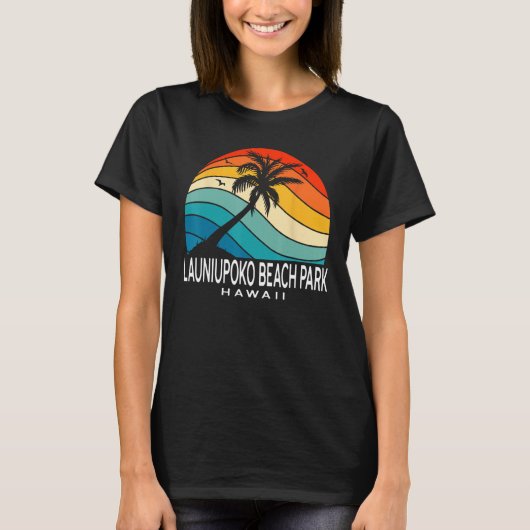 Launiupoko Beach Park Hawaii Beach Palm Tree Souve T-Shirt (Vorderseite)