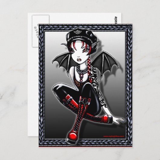 Laura Bat Winged Biker Fee Postkarte (Vorne/Hinten)