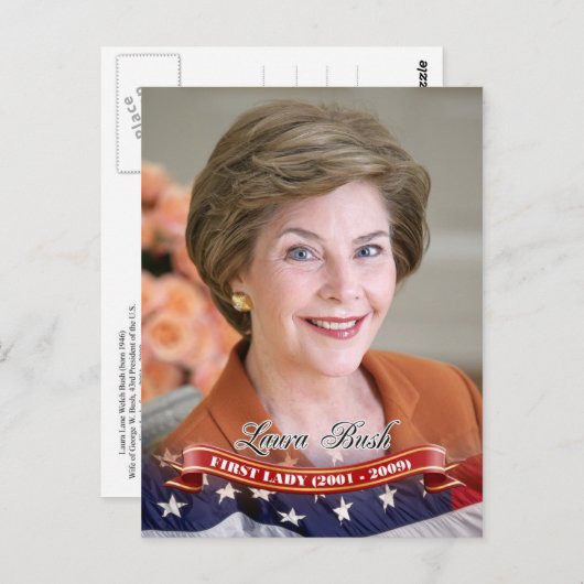 Laura Bush, First Lady der USA Postkarte (Vorne/Hinten)