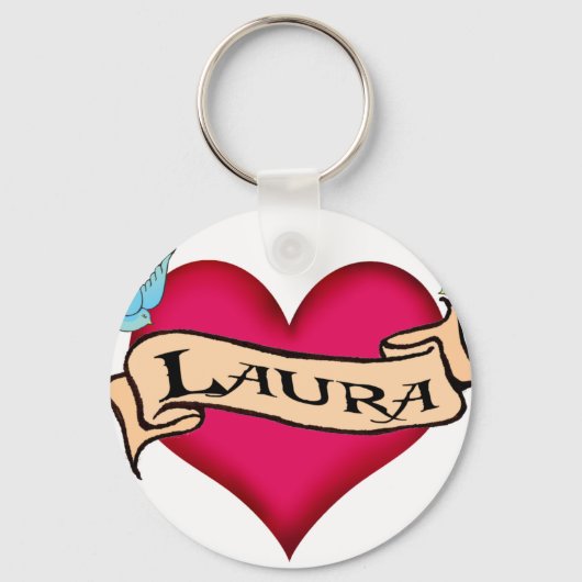 Laura - Custom Heart Tattoo T - Shirt & Geschenke Schlüsselanhänger (Vorderseite)