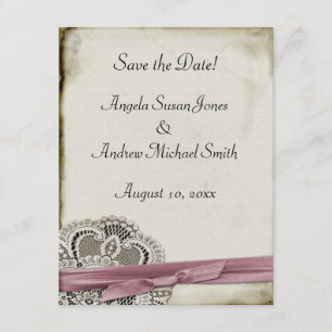 Laura Lace Pink Save the Date Vintag