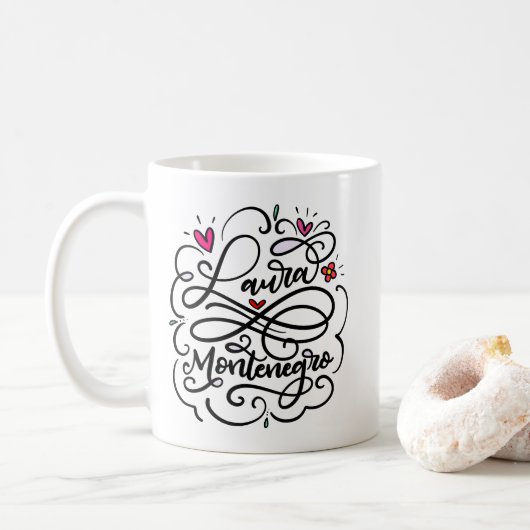 Laura Montenegro, Handschrift Kaffeetasse (Mit Donut)