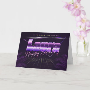 Laura Name Vorname lila retro Karte Geburtstag
