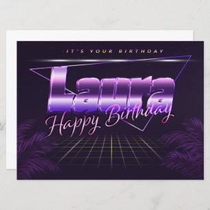 Laura Name Vorname lila retro Karte Geburtstag
