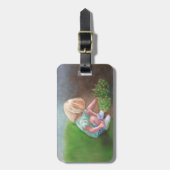 "Laura" Ölmalerei kleine Mädchen picken Blume Gepäckanhänger (Vorderseite vertikal)