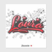 Laura red Heart Graffiti Aufkleber Sticker (Blatt)