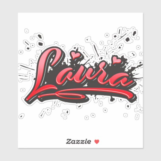 Laura red Heart Graffiti Aufkleber Sticker (Blatt)