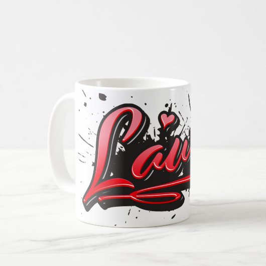 Laura red Heart Graffiti Tasse Kaffeetasse (Vorderseite Links)