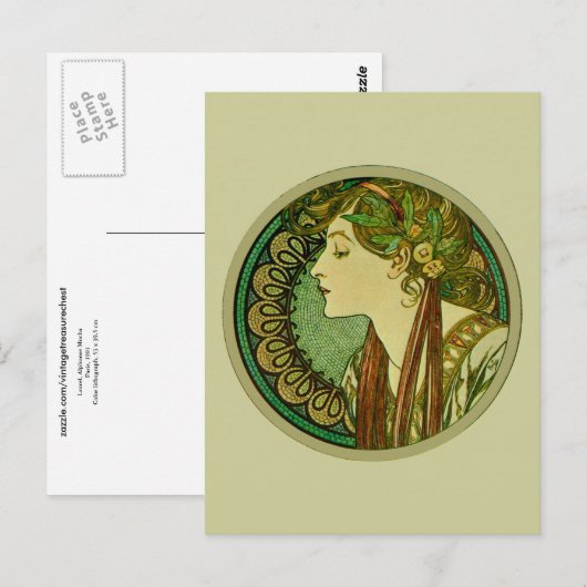 Laurel, Alphonse Mucha Feine Jugendstil Postkarte (Vorne/Hinten)