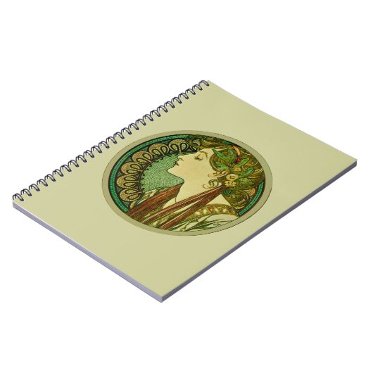 Laurel, Alphonse Mucha Vintager Jugendstil Notizblock (Linke Seite)