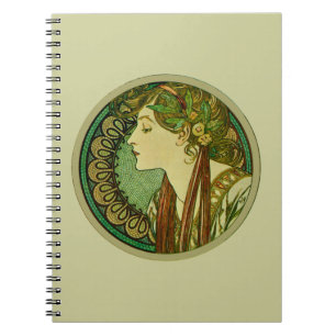 Laurel, Alphonse Mucha Vintager Jugendstil Notizblock