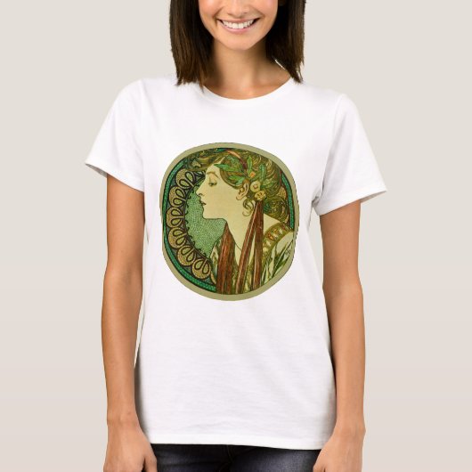 Laurel, Alphonse Mucha Vintager Jugendstil T-Shirt (Vorderseite)
