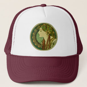 Laurel, Alphonse Mucha Vintager Jugendstil Truckerkappe