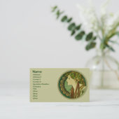 Laurel, Alphonse Mucha Vintager Jugendstil Visitenkarte (Stehend Vorderseite)