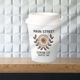 Laurel and Coffee Cup Small Business Pappbecher
