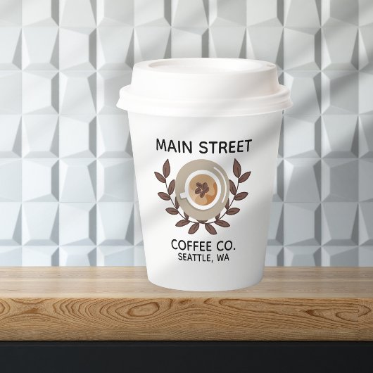 Laurel and Coffee Cup Small Business Pappbecher