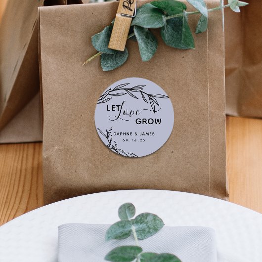 Laurel Blätter Ließ Liebe Grow Wedding Runder Aufkleber