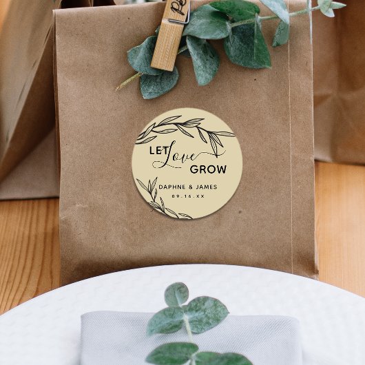 Laurel Blätter Ließ Liebe Grow Wedding Runder Aufkleber