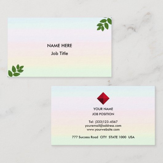 Laurel Blätter über Pastellfarben Visitenkarte (Vorne/Hinten)