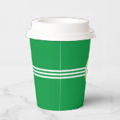 Laurel Blätter, Veganer Text und drei Streifen auf Pappbecher (Rechts)