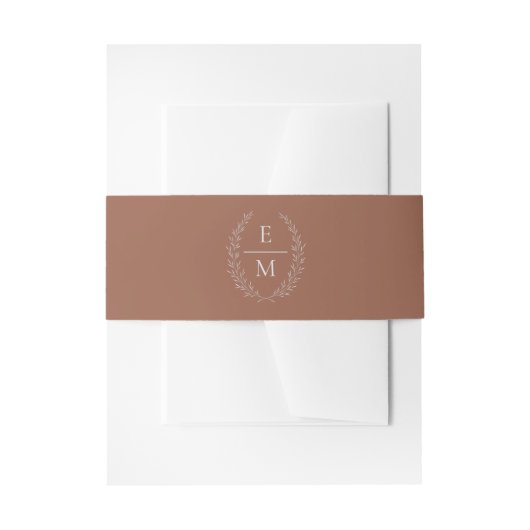 Laurel Boho Terrakotta-Monogramm-Ehering Einladungsbanderole (Vorderseite Beispiel)