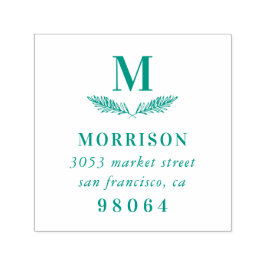 Laurel Branch | Elegante Monogramm-Rücksendeadress Permastempel