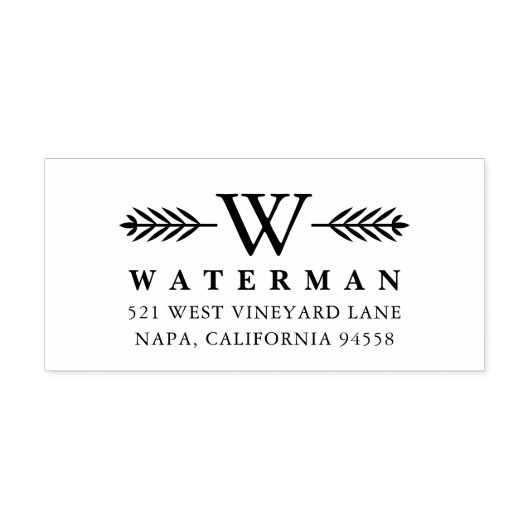 Laurel Branch Monogram Rücksendeadresse Briefmarke Permastempel (Design)