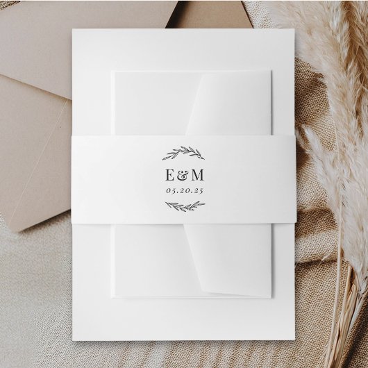 Laurel Branch Monogram Wedding Einladungsbanderole