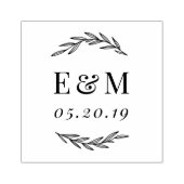 Laurel Branch Monogram Wedding Save the Date Gummistempel (Prägung)