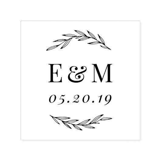 Laurel Branch Monogram Wedding Save the Date Permastempel (Design)