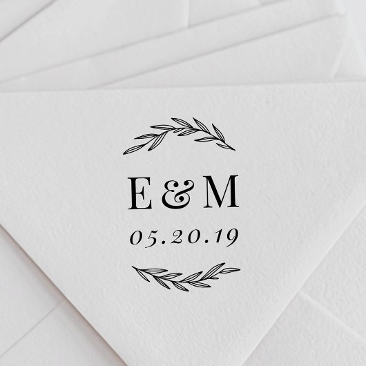 Laurel Branch Monogram Wedding Save the Date Permastempel