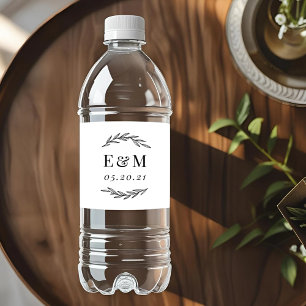 Laurel Branch Monogram Wedding Wasserflaschenetikett
