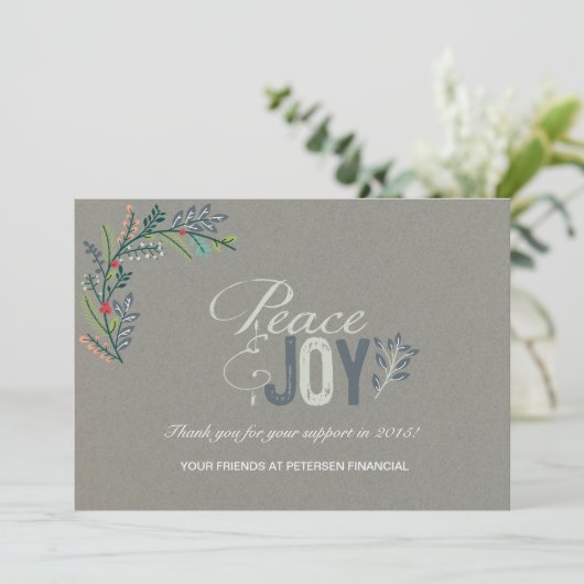 Laurel Branch Peace and Joy Corporate Card Einladung (Stehend Vorderseite)