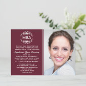 Laurel Branches Maroon Foto Abschluss Einladung (Stehend Vorderseite)
