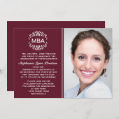 Laurel Branches Maroon Foto Abschluss Einladung (Vorne/Hinten)