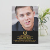 Laurel Crown Foto Abschluss Einladung (Stehend Vorderseite)