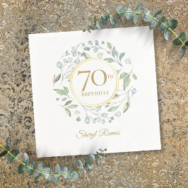 Laurel Floral Garland Elegant Gold 70. Geburtstag Serviette