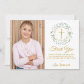 Laurel Garland First Heilige Kommunion Foto Dankeskarte (Vorderseite)