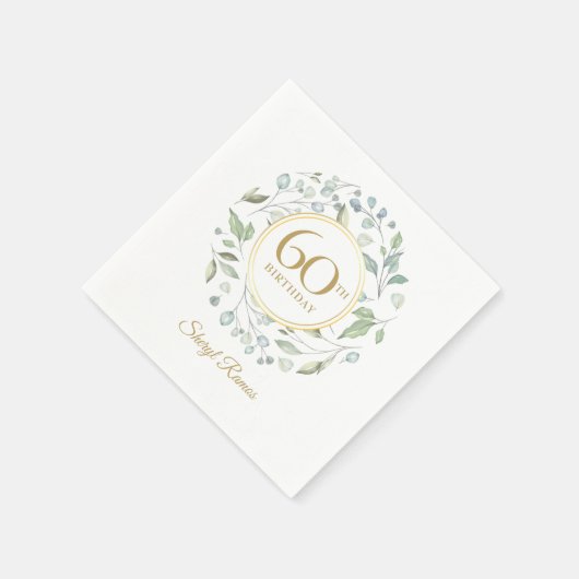 Laurel Garland Gold 60. Geburtstag Serviette (Ecke)