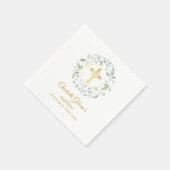 Laurel Garland Gold Cross Taufe Christening Serviette (Ecke)