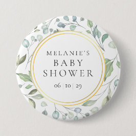 Laurel Garland Imitate Gold Foil Baby Dusche Button