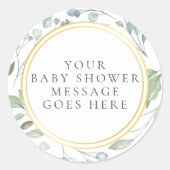 Laurel Garland Imitate Gold Foil Baby Dusche Nachr Runder Aufkleber (Vorderseite)