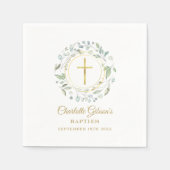 Laurel Garland Imitate Gold Foil Taufe Christening Serviette (Vorderseite)