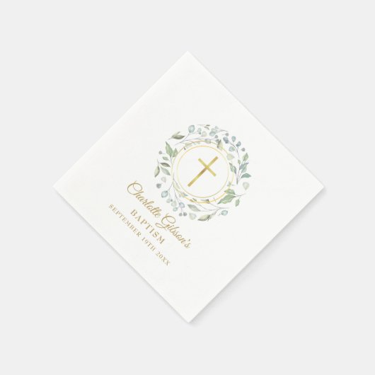 Laurel Garland Imitate Gold Foil Taufe Christening Serviette (Ecke)