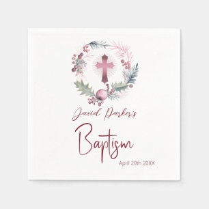 Laurel Garland Rose Gold Taufe Christening Serviette