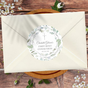 Laurel Garland Silver First Heilige Kommune Runder Aufkleber