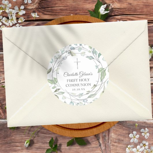 Laurel Garland Silver First Heilige Kommune Runder Aufkleber