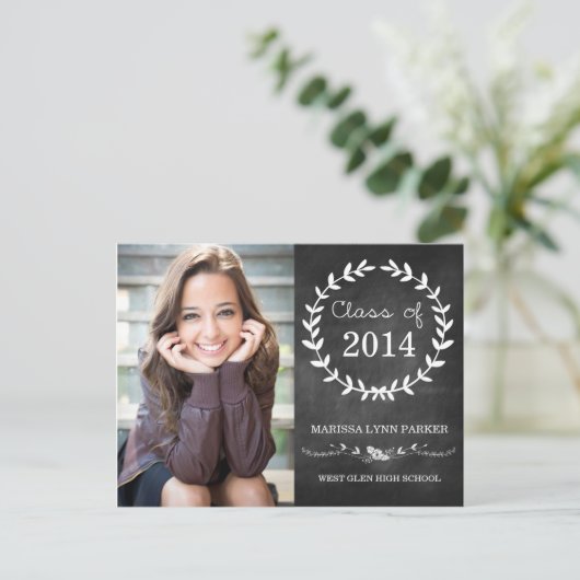 Laurel Graduation Party Einladung Postkarte (Stehend Vorderseite)