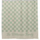 Laurel green Checkered Ästhetik Duschvorhang (Vorderseite)