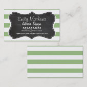 Laurel Green Horizontal Stripes; Chalkboard-Look Visitenkarte (Vorne/Hinten)